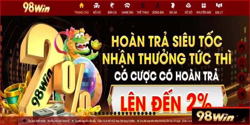 Khuyến mãi Hoàn trả siêu tốc tại 98WIN